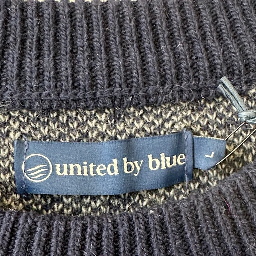 United by Blue Recycled Wool Blend Men's Blue Patterned Fair Isle Sweater